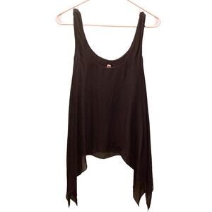 Bailey 44 Women's Asymmetrical Sheer Sleeveless Tank Top Size XS Black